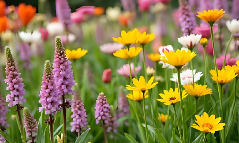 Flores multicores no jardim