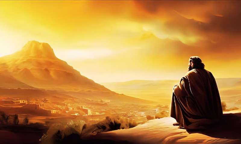 Paulo refletindo, olhando para uma montanha